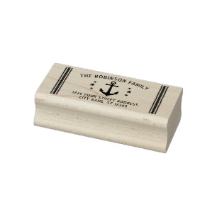 Vintag Bootanker Sterne Familienname Adresse Gummistempel