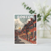 Vintag Boston Beacon Hill Travel Postkarte (Stehend Vorderseite)