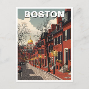 Vintag Boston Beacon Hill Travel Postkarte