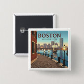 Vintag Boston Massachusetts Button (Vorne & Hinten)