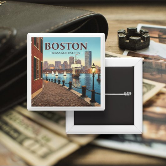 Vintag Boston Massachusetts Button