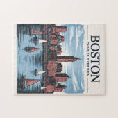 Vintag Boston Massachusetts City & Sailboats Puzzle (Horizontal)