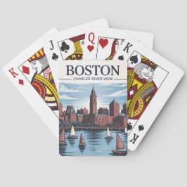 Vintag Boston Massachusetts City & Sailboats Spielkarten