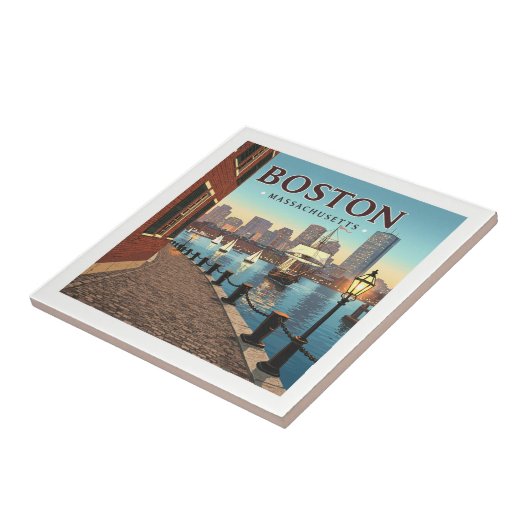 Vintag Boston Massachusetts Fliese (Seite)