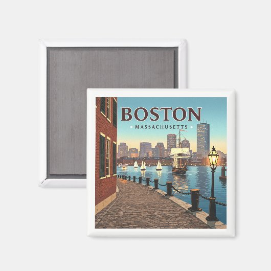 Vintag Boston Massachusetts Magnet (Vorderseite/Rückseite)