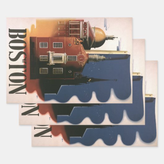 Vintag Boston, Massachusetts Paul Reveres Reise Geschenkpapier Set (Set)