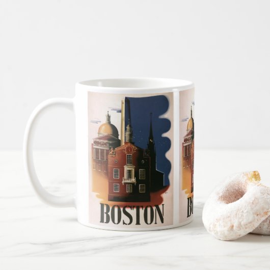 Vintag Boston, Massachusetts Paul Reveres Reise Kaffeetasse (Mit Donut)