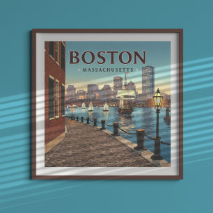 Vintag Boston Massachusetts Poster