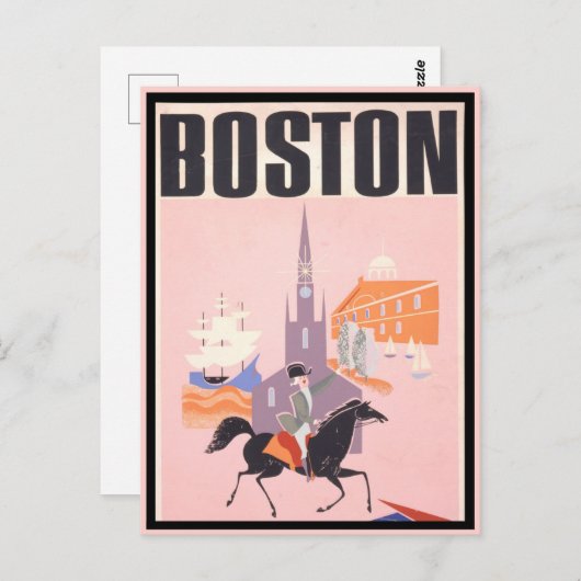 Vintag Boston Massachusetts Travel Postkarte (Vorne/Hinten)