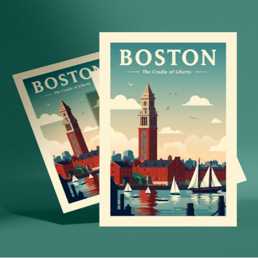 Vintag Boston Postkarte