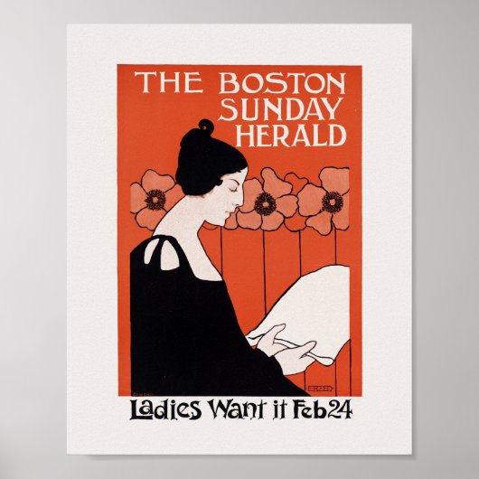Vintag Boston Sunday Herald Poster (Vorne)