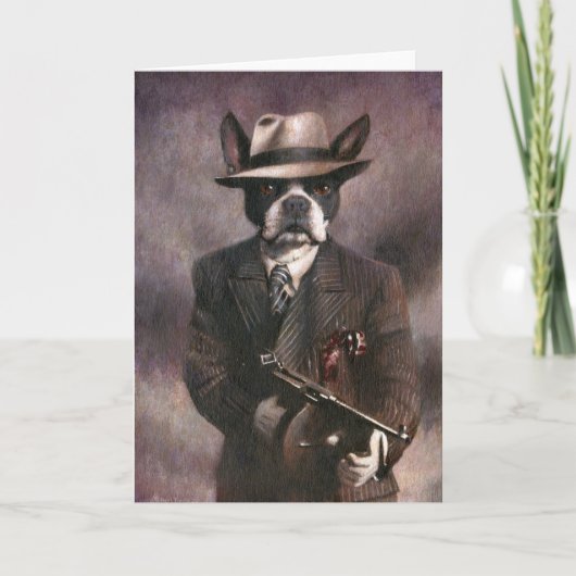 Vintag Boston Terrier Gangster Greetings Card Karte (Vorderseite)