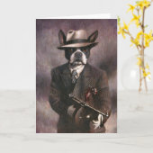 Vintag Boston Terrier Gangster Greetings Card Karte (Gelbe Blume)