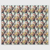 Vintag Boston Terrier Illustration Geschenkpapier (Flach)