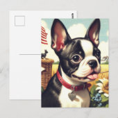 Vintag Boston Terrier Illustration Postkarte (Vorne/Hinten)