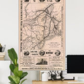 Vintag Boston und Montreal Railroad Map (1887) Poster (Heimbüro)