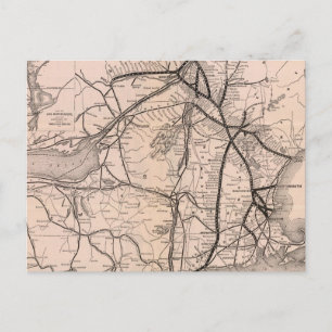 Vintag Boston und Montreal Railroad Map (1887) Postkarte