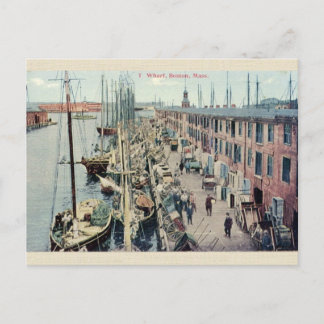 Vintag Boston Wharf Postcard Postkarte