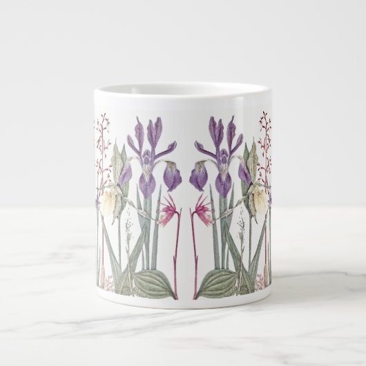 Vintag Botanische Iris-Blume Jumbo-Tasse (Vorderseite)