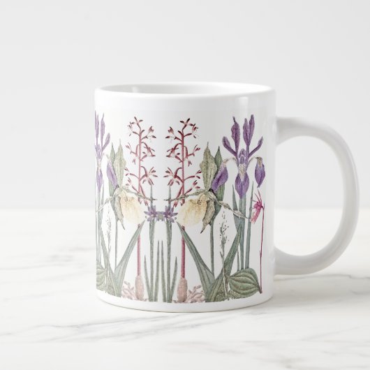 Vintag Botanische Iris-Blume Jumbo-Tasse (Rechts)
