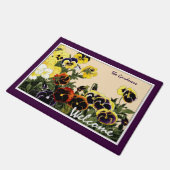 Vintag, botanische Pansey Art Doormat Fußmatte (Schrägansicht)