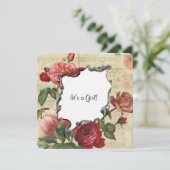 Vintag Botanische Rose Girl Babydusche Einladung (Stehend Vorderseite)