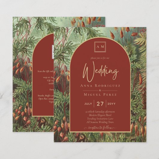 Vintag Botanische Terracotta Florals Arch WEDD (Vorne/Hinten)