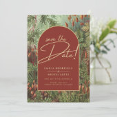 Vintag Botanische Terracotta Florals Arch WEDD Einladung (Stehend Vorderseite)