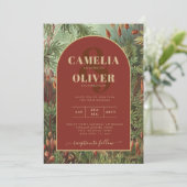 Vintag Botanische Terracotta Florals Arch WEDD Einladung (Stehend Vorderseite)