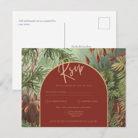 Vintag Botanische Terracotta Florals Arch WEDD Postkarte (Vorne/Hinten)