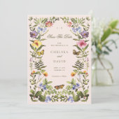 Vintag Botanische Wildblume Boho Save the Date Einladung (Stehend Vorderseite)