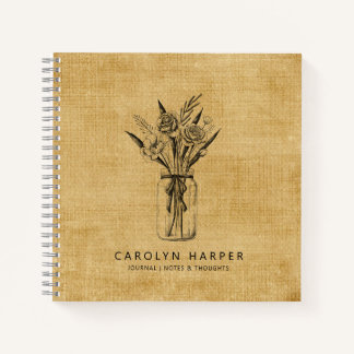 Vintag Botanischer Mason Jar Journal Notizblock