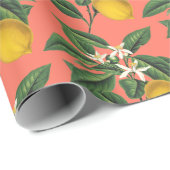 Vintag Botanischer Zitronenfrüchte Blossom Orange Geschenkpapier (Rolleneckpunkt)