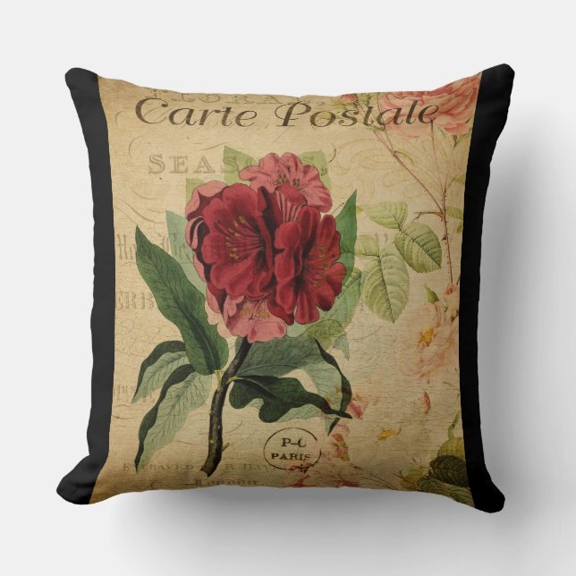 Vintag Botanisches Kissen - Rhododendron (Vorderseite)