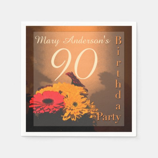 Vintag Bouquet 90. Geburtstag Papierservietten (Vorderseite)