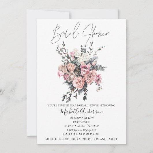 Vintag Bouquet Brautparty Einladung (Vorderseite)