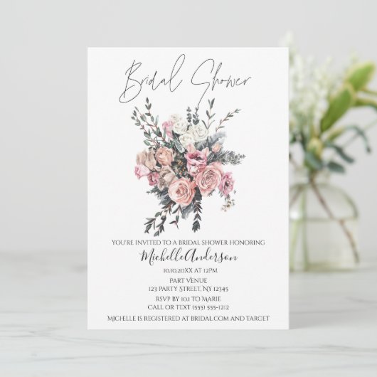 Vintag Bouquet Brautparty Einladung (Stehend Vorderseite)