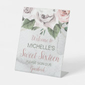 Vintag Bouquet Rose 16 . Geburtstag Sockelschild (Vorderseite)