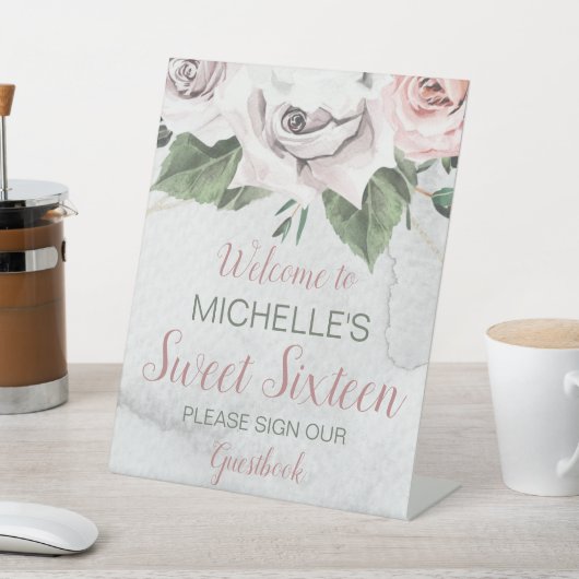 Vintag Bouquet Rose 16 . Geburtstag Sockelschild (In SItu)