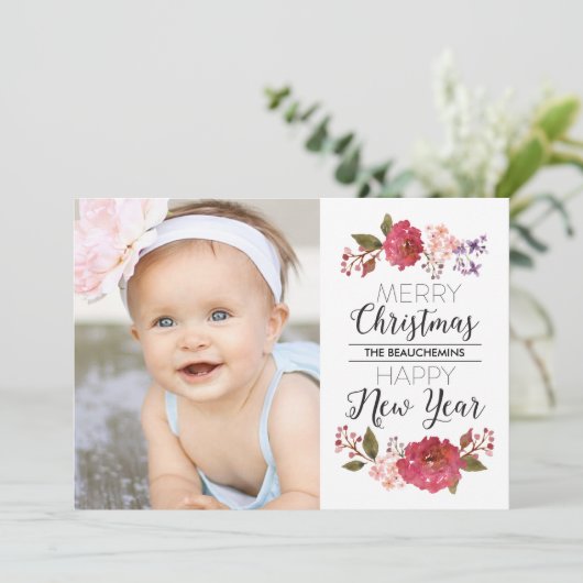 Vintag Bouquet Weihnachtsfeiertag Feiertagskarte (Stehend Vorderseite)