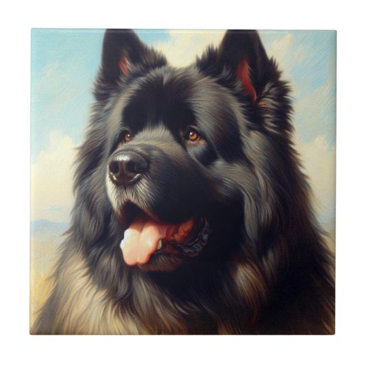 Vintag Bouvier des Flandres Painting Fliese (Vorderseite)