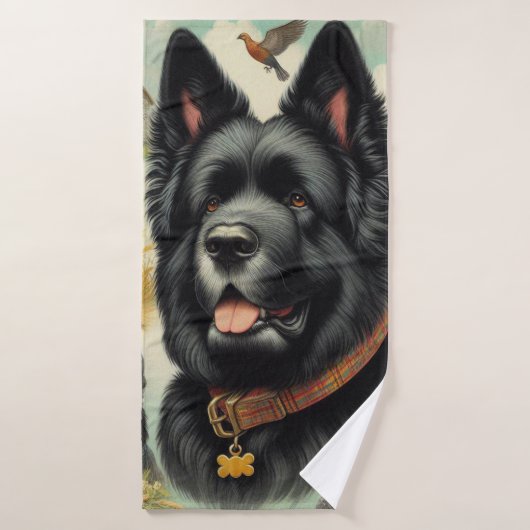 Vintag Bouvier des Flandres Seamless Badehandtuch (Badehandtuch)