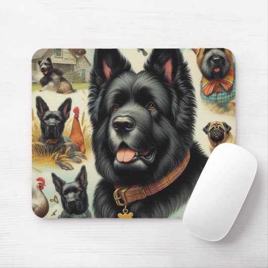 Vintag Bouvier des Flandres Seamless Mousepad (Mit Mouse)