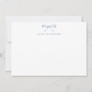 Vintag Bow Dusty Blue Personalisiert Flat Mitteilungskarte