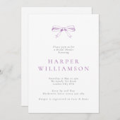 Vintag Bow Lila Brautparty Einladung (Vorne/Hinten)