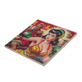 Vintag Boxe Girl Fliese (Seite)