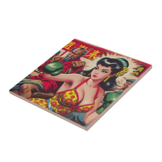 Vintag Boxe Girl Fliese (Seite)