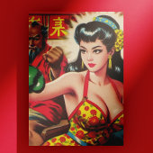 Vintag Boxe Girl Postkarte