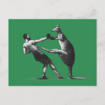 Vintag Boxing Kangaroo Postkarte