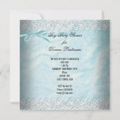 Vintag Boy Baby Dusche Blue Lace Crib Einladung (Rückseite)